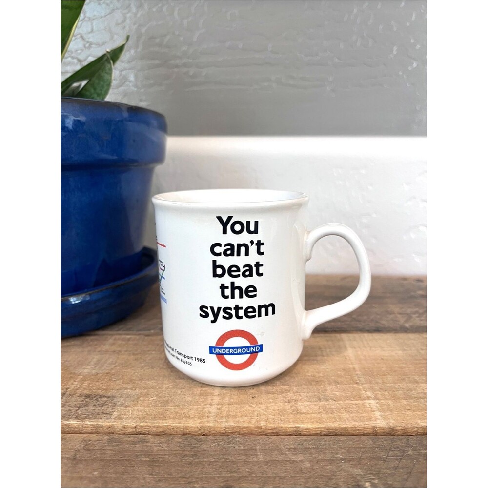 Vintage 1985 London Underground Mug You Can't Beat The System Tube Map